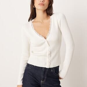 Abercrombie Lace Trim Cardigan Sz Medium